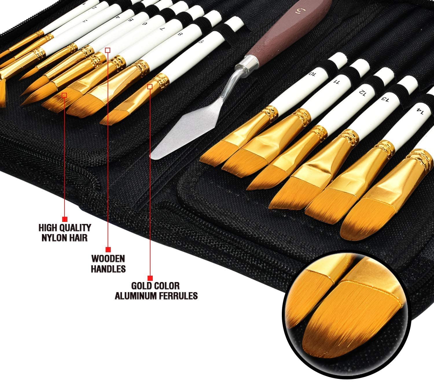 Professional Paint Brushes Set - Paint Brush with Oil Painting Knife and  Sponge, Suitable for Acrylic, Watercolor, Oil and Gouache Painting, Perfect  Paint Brush for Artist Kids 